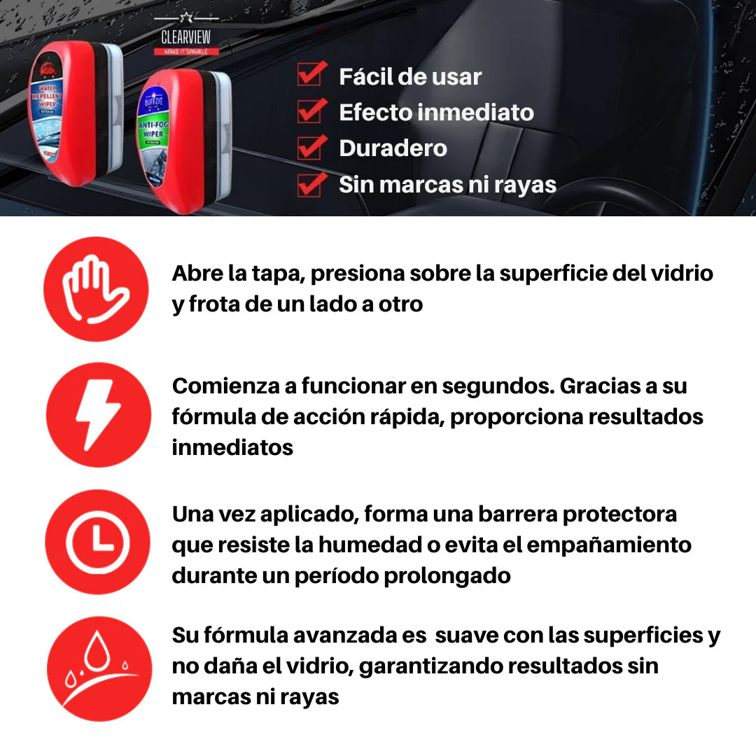 ClearSwipe™ – Cepillo Antiempañante para vidrios y espejos.